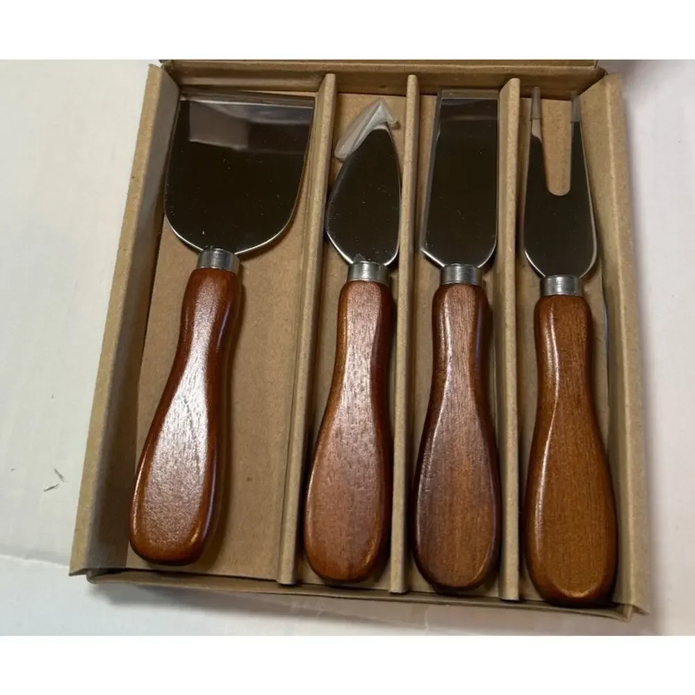 Harry & David Acacia Wood Cheese Knives Set Of 4 NIB